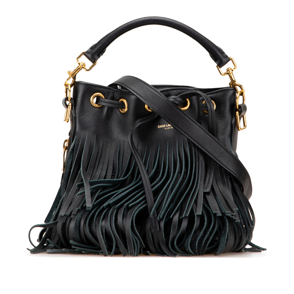 Pre-Loved Saint Laurent Small Calfskin Emmanuelle Fringe Bucket Bag - Picture 1 of 10
